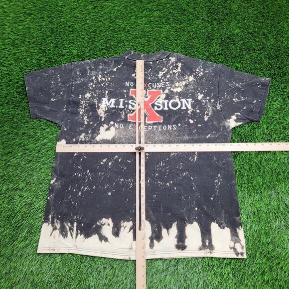 Vintage 90s Mission X Statement Shirt XL 23x27 Bleached Black Fire Flames - Picture 3 of 14